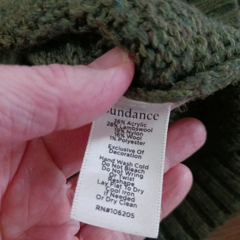 SUNDANCE CATALOG Cardigan Army Green Floral Embroidered Sweater XL - Picture 5 of 6